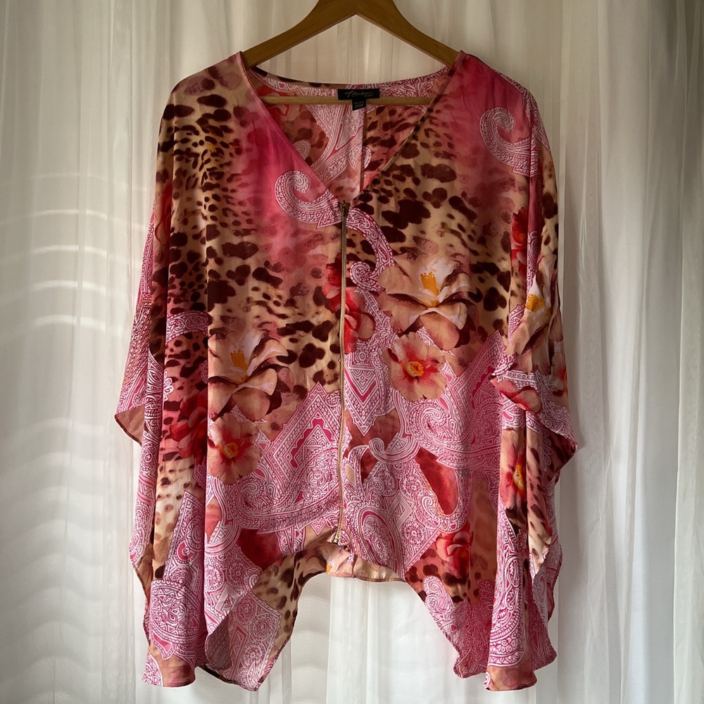 Pink And Brown Patterned Top - image 1